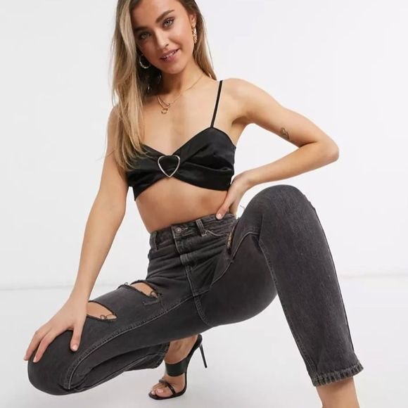 🆕 Lola May:UK 10/US 8: Black Bralette with Gold Toned Buckle - Picture 7 of 14